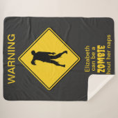 Zombie Waarschuwing Halloween Sherpa Deken (Voorkant (horizontaal))
