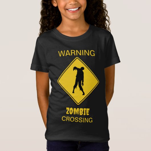 Zombie Waarschuwing Halloween T-shirt (Voorkant)