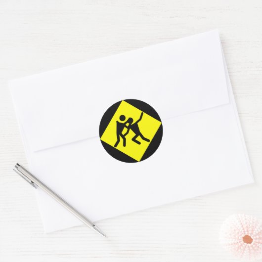 Zombie-waarschuwingsteken Ronde Sticker (Envelop)