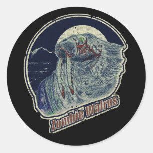 Zombie Walrus R Ronde Sticker