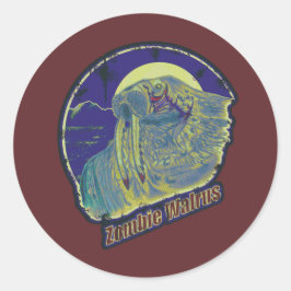 Zombie Walrus Ronde Sticker