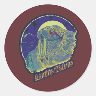 Zombie Walrus Ronde Sticker