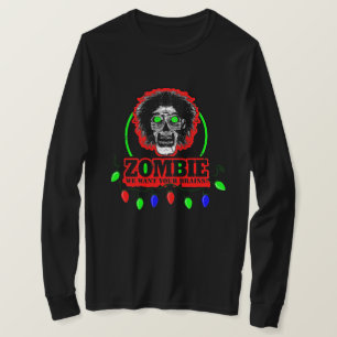 Zombie - We willen je hersenen - kerstlichten T-shirt