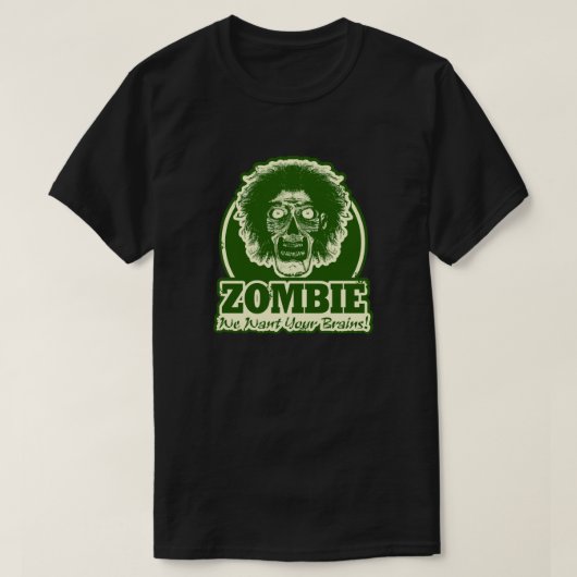 ZOMBIE We willen je hersenen Ver.3 groen en geel T-shirt (Design voorkant)