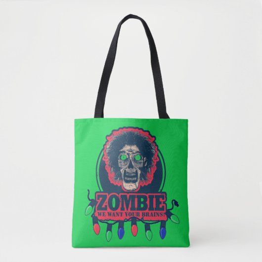 Zombie - Wij willen uw hersenen - groen en rood Tote Bag (Voorkant)