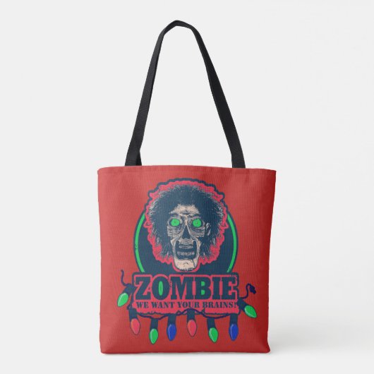 Zombie - Wij willen uw hersenen - groen en rood Tote Bag (Achterkant)