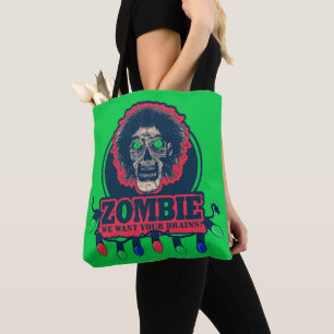 Zombie - Wij willen uw hersenen - groen en rood Tote Bag
