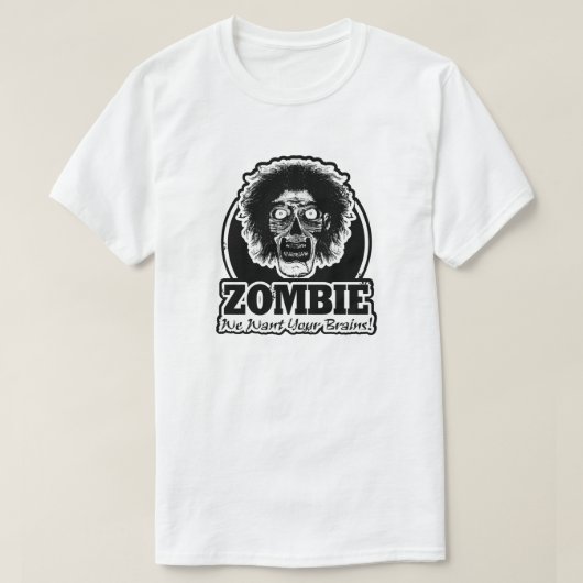 ZOMBIE Wij willen uw hersenen Ver.3 zwart-wit T-shirt (Design voorkant)