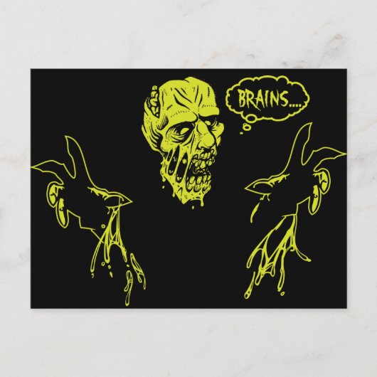 Zombie wil breinen briefkaart (Voorkant)