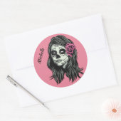 Zombie Woman, aangepaste naam en kleurenstickers Ronde Sticker (Envelop)