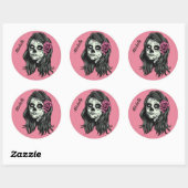 Zombie Woman, aangepaste naam en kleurenstickers Ronde Sticker (Vel)