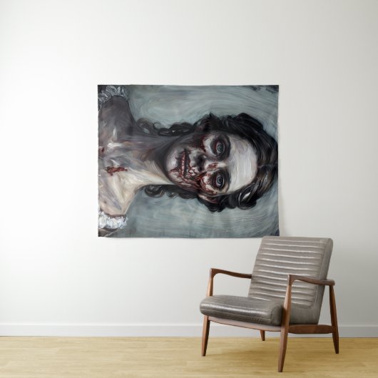 Zombie Woman Horror Portrait Wandkleed (In Situ (horizontaal))