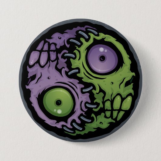 Zombie Yin-Yang Ronde Button 7,6 Cm (Voorkant)