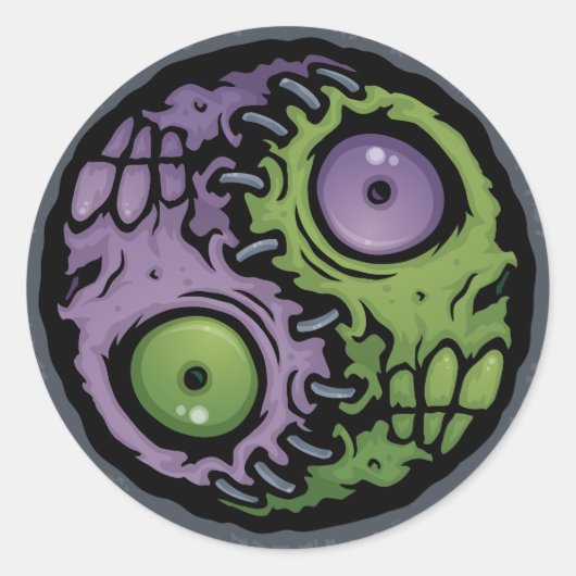 Zombie Yin-Yang Ronde Sticker (Voorkant)
