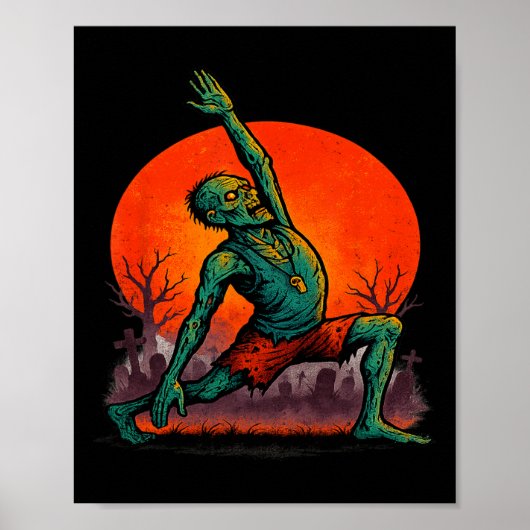 Zombie Yoga Dode Stretch Houding Griezelige Manesc Poster (Voorkant)