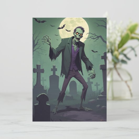 Zombie Zest – Halloween Wenskaart Feestdagenkaart (Staand voorkant)