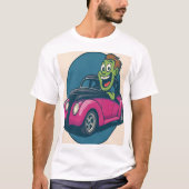 Zombie Zipper: Cartoon Ghoul Cruising in a Hot Rod T-shirt (Voorkant)