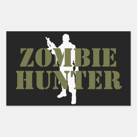 ZOMBIE- ZOMBIE JAGER RECHTHOEKIGE STICKER (Voorkant)