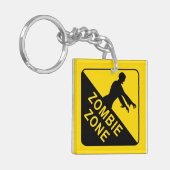 Zombie - Zombie Zone - waarschuwingscode Sleutelhanger (Voorkant Links)