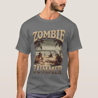 Zombie Zomer Strand Vibes met Undead Friends famil T-shirt