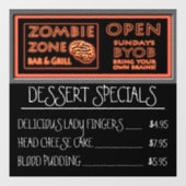 Zombie Zone Bar & Grill Grappig Halloween Raamsticker (Vel)