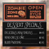 Zombie Zone Bar & Grill Grappig Halloween Raamsticker (Vel 2)