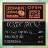 Zombie Zone Bar & Grill Grappig Halloween Raamsticker (Vel 3)