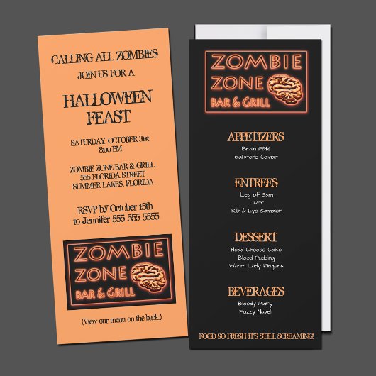 Zombie Zone Halloween Feest Kaart