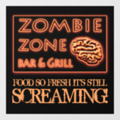 Zombie Zone vers voedsel schreeuwen Halloween Raamsticker (Vel)