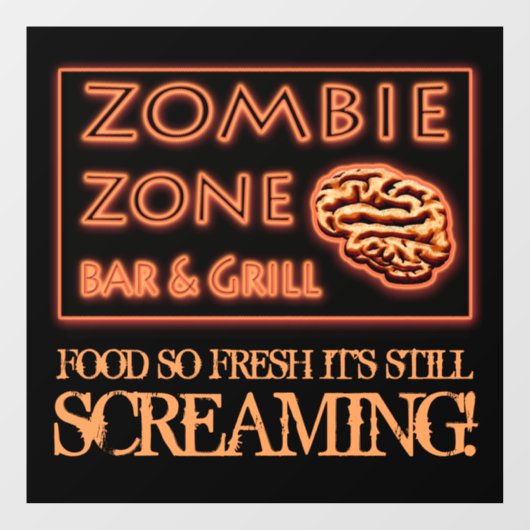 Zombie Zone vers voedsel schreeuwen Halloween Raamsticker (Vel)