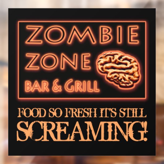 Zombie Zone vers voedsel schreeuwen Halloween Raamsticker (Vel 2)