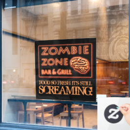 Zombie Zone vers voedsel schreeuwen Halloween Raamsticker