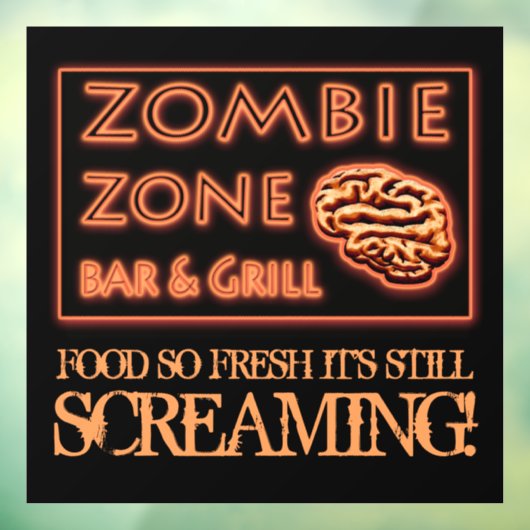 Zombie Zone vers voedsel schreeuwen Halloween Raamsticker (Vel 3)