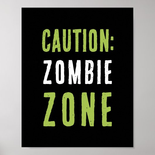 Zombie Zone Waarschuwingsbord | Halloween Party At Poster (Voorkant)