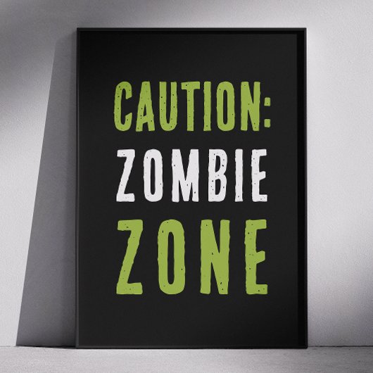 Zombie Zone Waarschuwingsbord | Halloween Party At Poster
