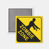 Zombie Zone Yellow and Black Warning fridge Magnet (Voorkant / Achterkant)