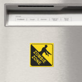 Zombie Zone Yellow and Black Warning fridge Magnet (Insitu (Vaatwasser))