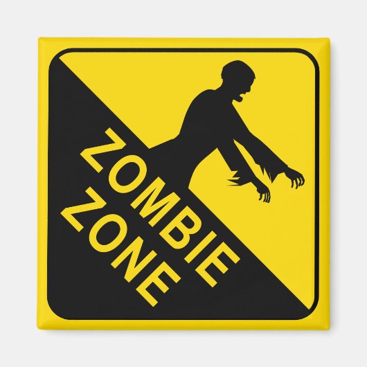 Zombie Zone Yellow and Black Warning fridge Magnet (Voorkant)
