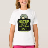 Zombie Zus van de Verjaardags Jongen Grappige Mons T-shirt (Voorkant)