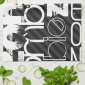 Zombie; Zwarte & Donkergrijze strepen Theedoek (Gevouwen)