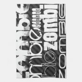 Zombie; Zwarte & Donkergrijze strepen Theedoek (Verticaal)