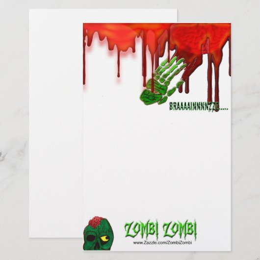 zombiebriefje briefpapier (Voorkant / Achterkant)