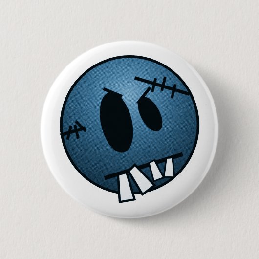 ZOMBIECON-GEZICHT - BLAUW RONDE BUTTON 5,7 CM (Voorkant)