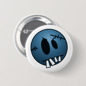 ZOMBIECON-GEZICHT - BLAUW RONDE BUTTON 5,7 CM (Voorkant /achterkant)