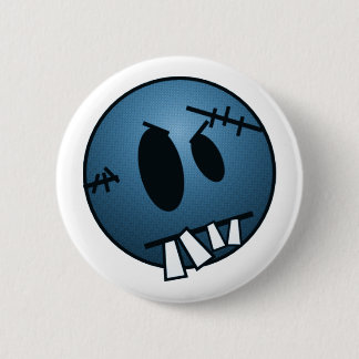ZOMBIECON-GEZICHT - BLAUW RONDE BUTTON 5,7 CM