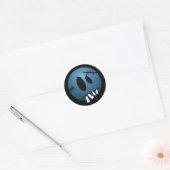 ZOMBIECON GEZICHT - BLAUW RONDE STICKER (Envelop)