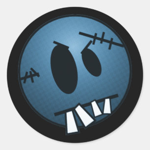 ZOMBIECON GEZICHT - BLAUW RONDE STICKER