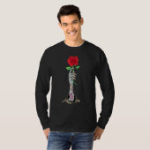 Zombiecore Aesthetic Skeleton Hand Red Rose Zombie T-shirt (Voorkant volledig)