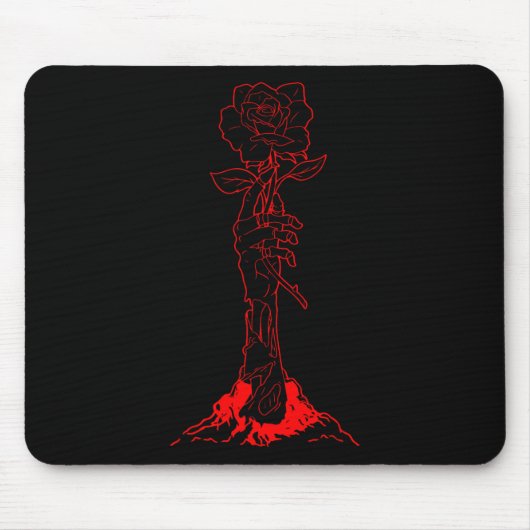 ZombieCore esthetische Zombie Hand Red Rose Skelet Muismat (Voorkant)