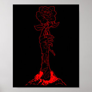ZombieCore esthetische Zombie Hand Red Rose Skelet Poster